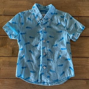 🐟 Mini Boden Fish Bones Button Down Shirt 🐟